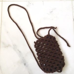 brown woven mini purse